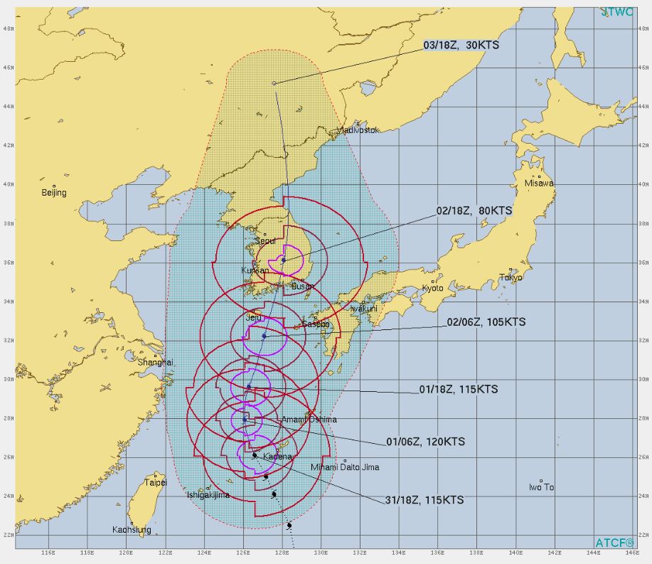 最新 米軍台風情報 【台風5号・2021】チャンパーの現在地は？米軍(JTWC)最新進路予想を比較！