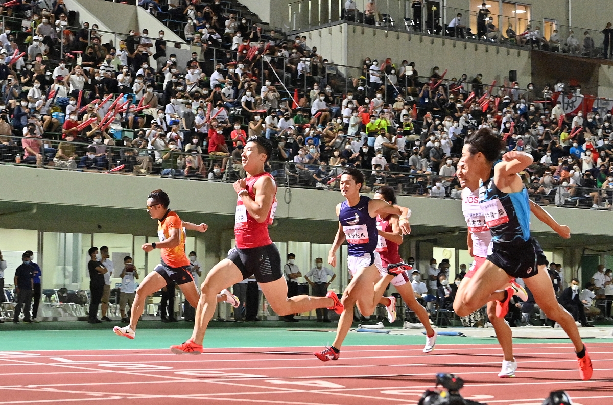 桐生祥秀選手が100m優勝、東京五輪代表の11人が勇姿披露　福井でアスリートナイトゲームズ