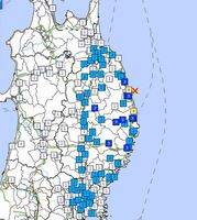 3月30日0時18分ごろ発生した地震によって揺れを観測した地域（気象庁ＨＰ引用）