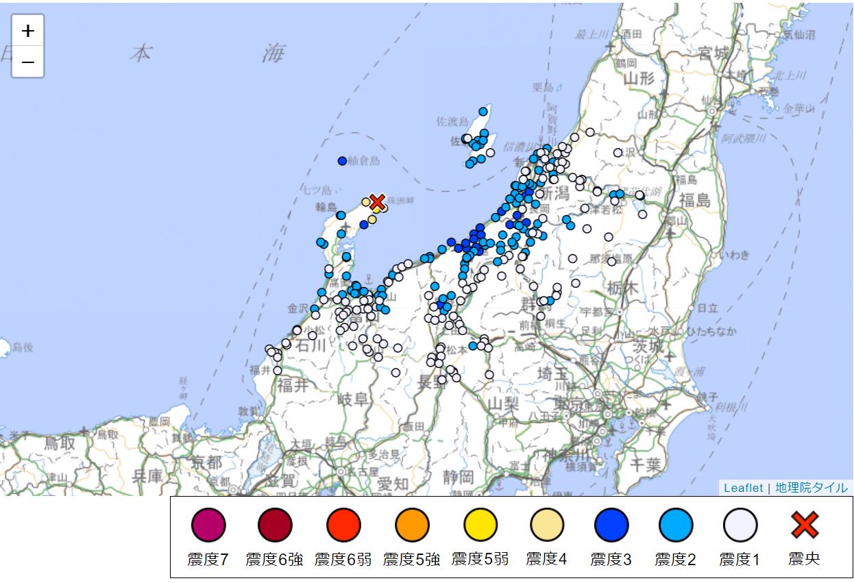 石川県で「今後1週間は最大震度5弱の地震に注意」　9月16日の発生受け気象庁